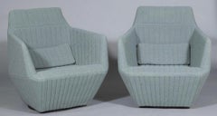 Pair of Blue Ligne Roset Facett Swivel Chairs by Ronan and Erwan Bouroullec