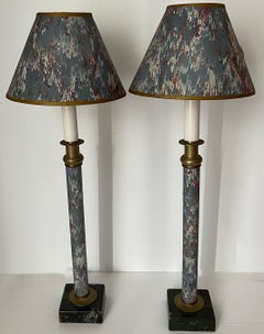 Pareja de Candelabros de Papel Marmolizado Azul