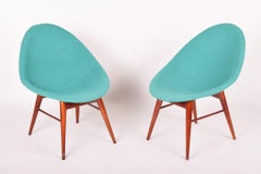 Pair of Blue Mid-Century Chairs, Made in 1960s Czechia, Fully Restored, Navrátil
