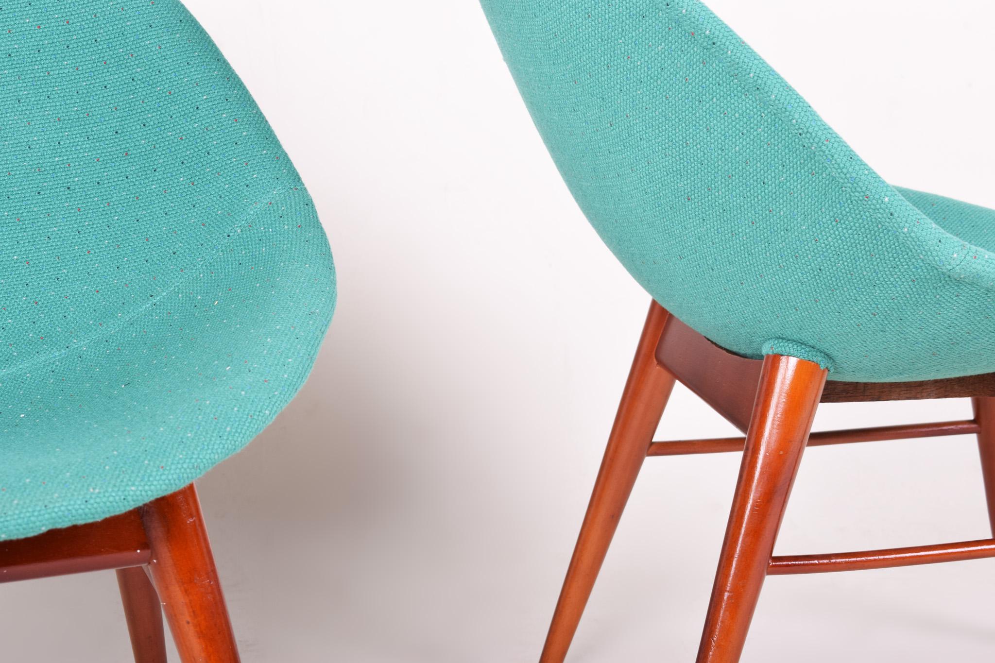 Paire de chaises bleues du milieu du siècle, fabriquées en Tchèque dans les années 1960, entièrement restaurées, Navrtil Excellent état - En vente à Horomerice, CZ