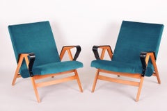 Pair of Blue Midcentury Armchairs, Made by Tatra Pravenec, 1950s Czechia
