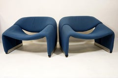 Pair of Blue Midcentury Groovy Chairs F598 by Pierre Paulin for Artifort