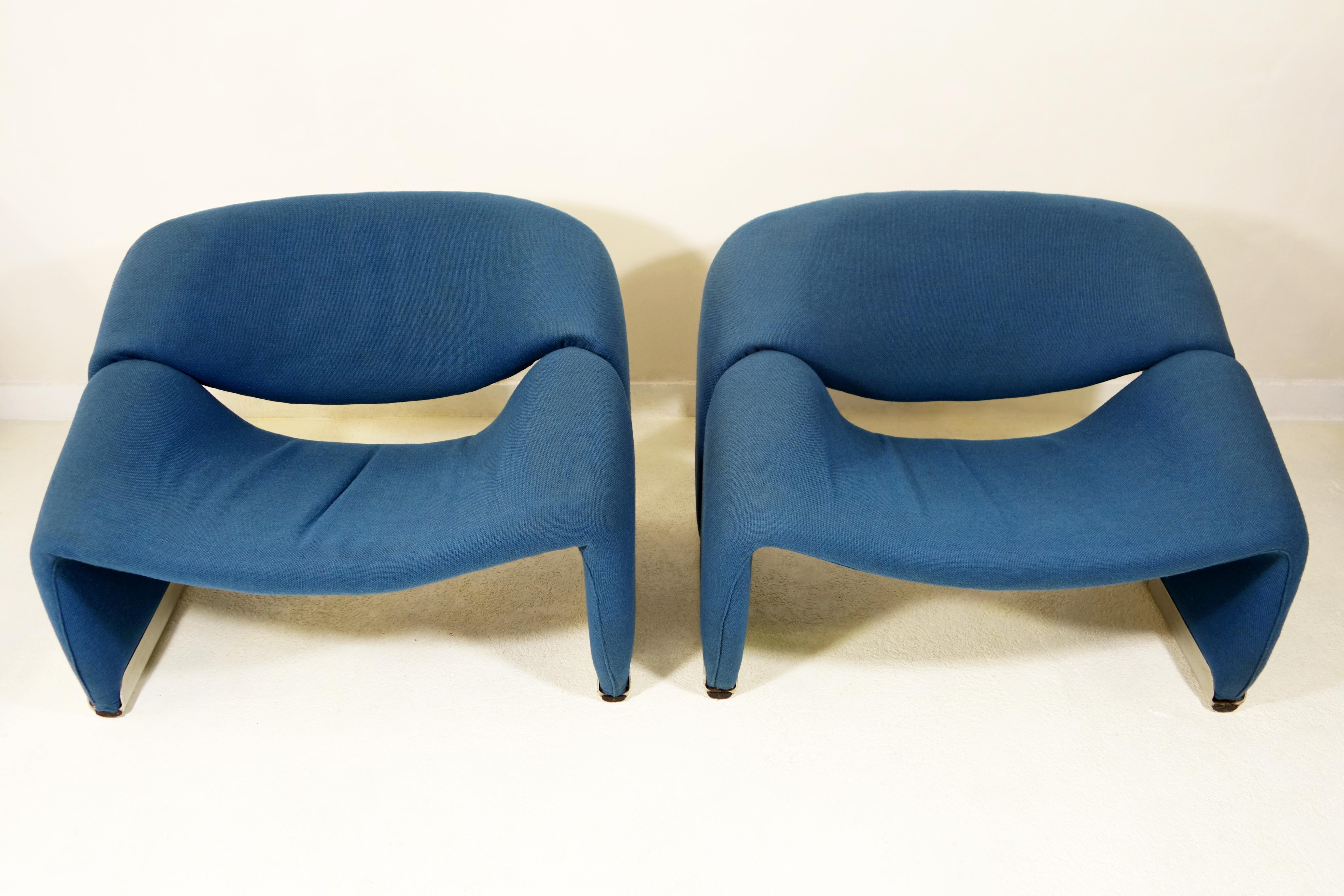 20th Century Pair of Blue Midcentury Groovy Chairs F598 by Pierre Paulin for Artifort