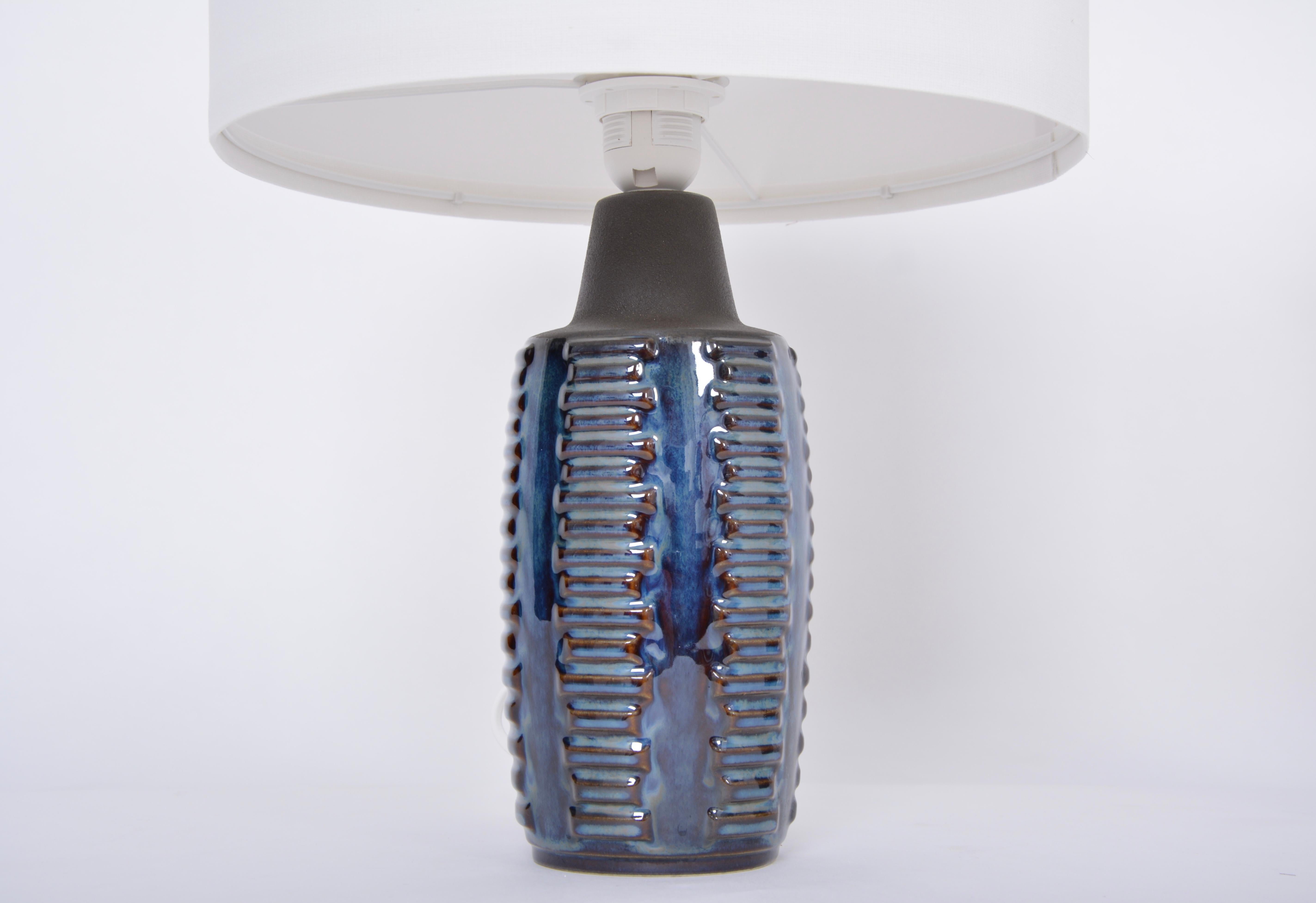 Glazed Pair of Blue Midcentury Table Lamps Model 1034 by Einar Johansen for Soholm For Sale