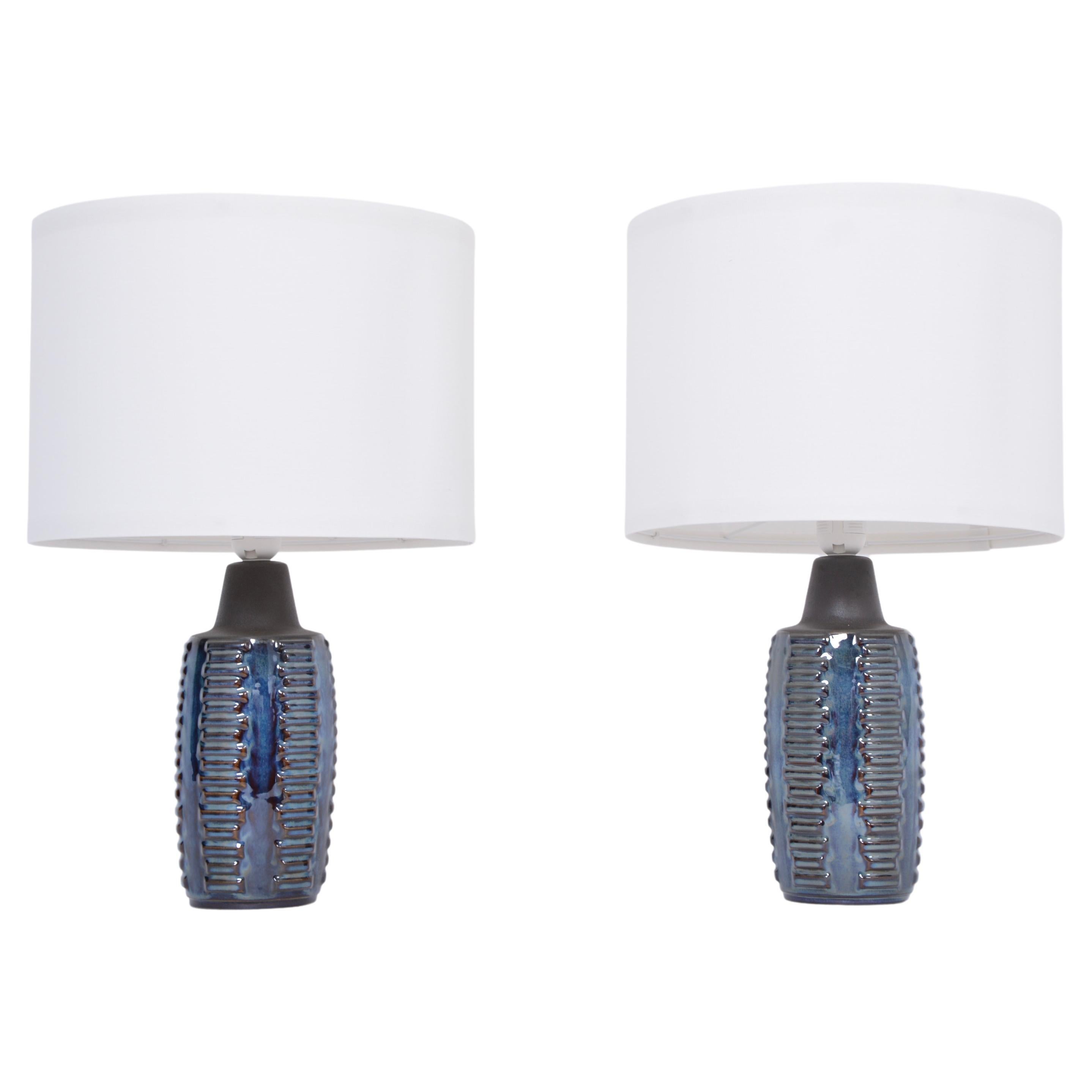 Pair of Blue Midcentury Table Lamps Model 1034 by Einar Johansen for Soholm For Sale