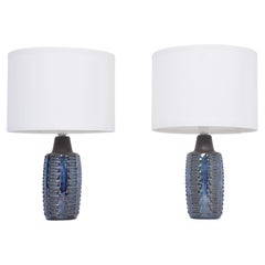 Pair of Blue Midcentury Table Lamps Model 1034 by Einar Johansen for Soholm