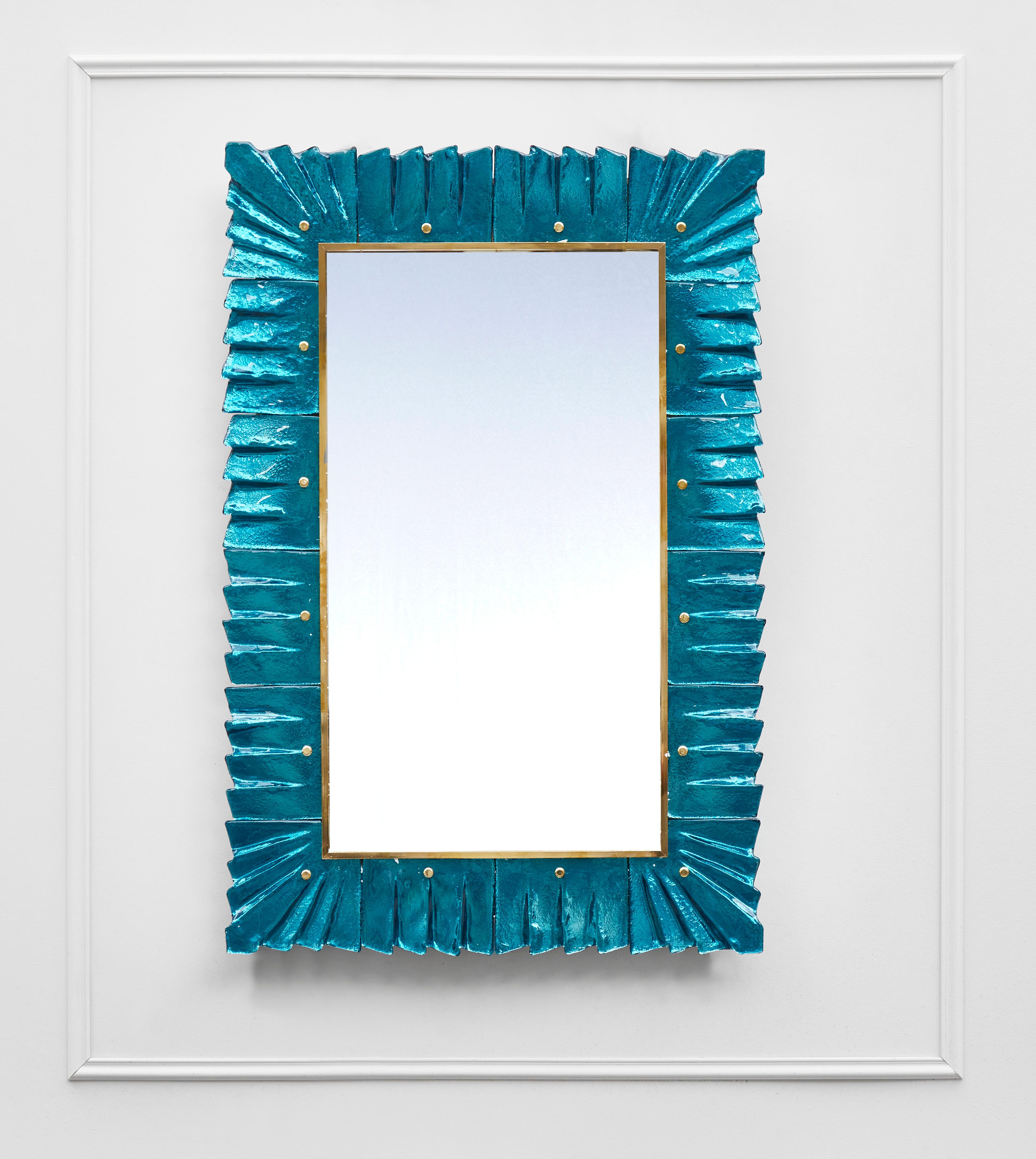 Mid-Century Modern Pair of Blue Mirrors by Studio Glustin