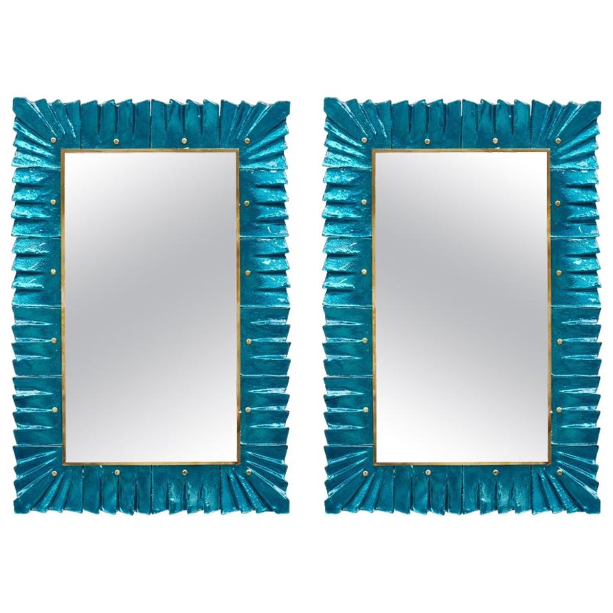 Pair of Blue Mirrors by Studio Glustin