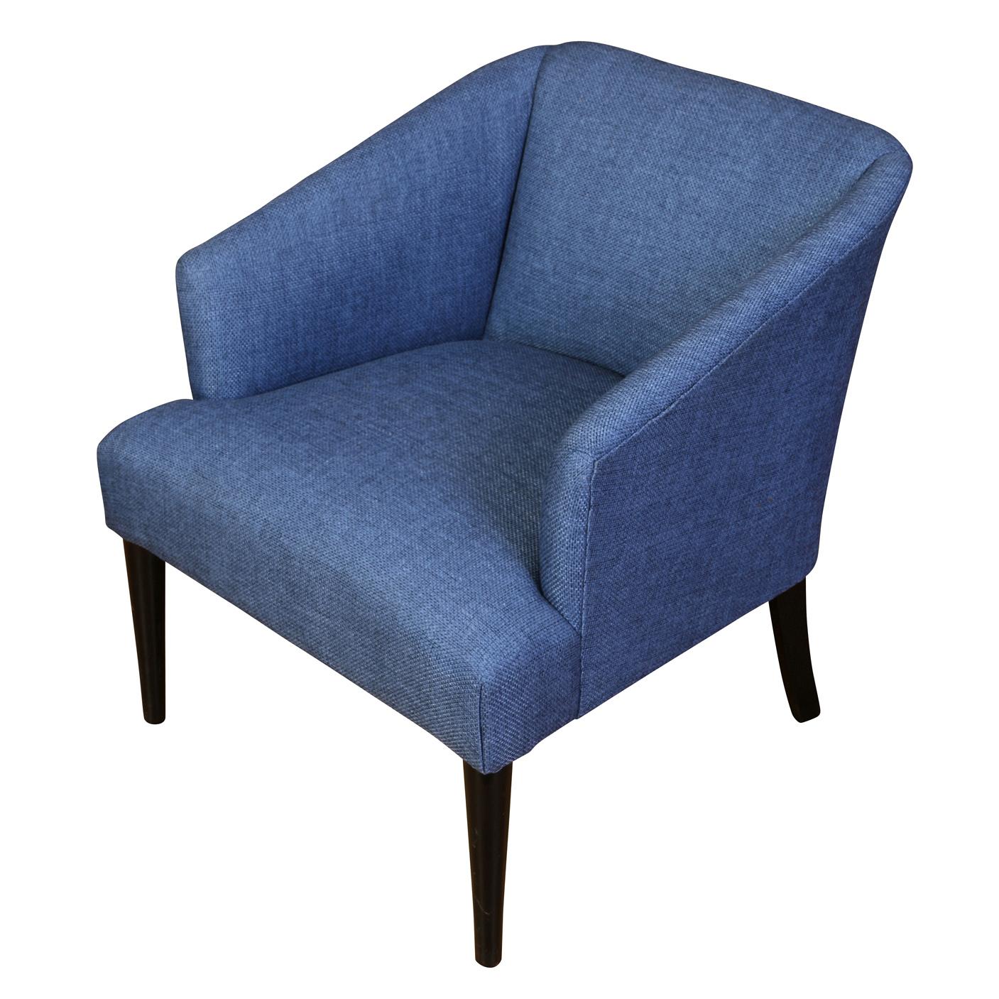 Pair of Blue Modern Upholstered Lounge Chairs In Good Condition For Sale In Locust Valley, NY
