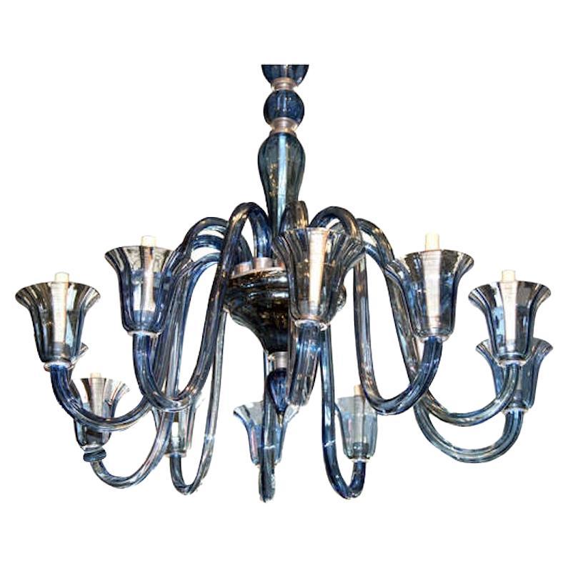 Large Blue Murano Chandelier For Sale