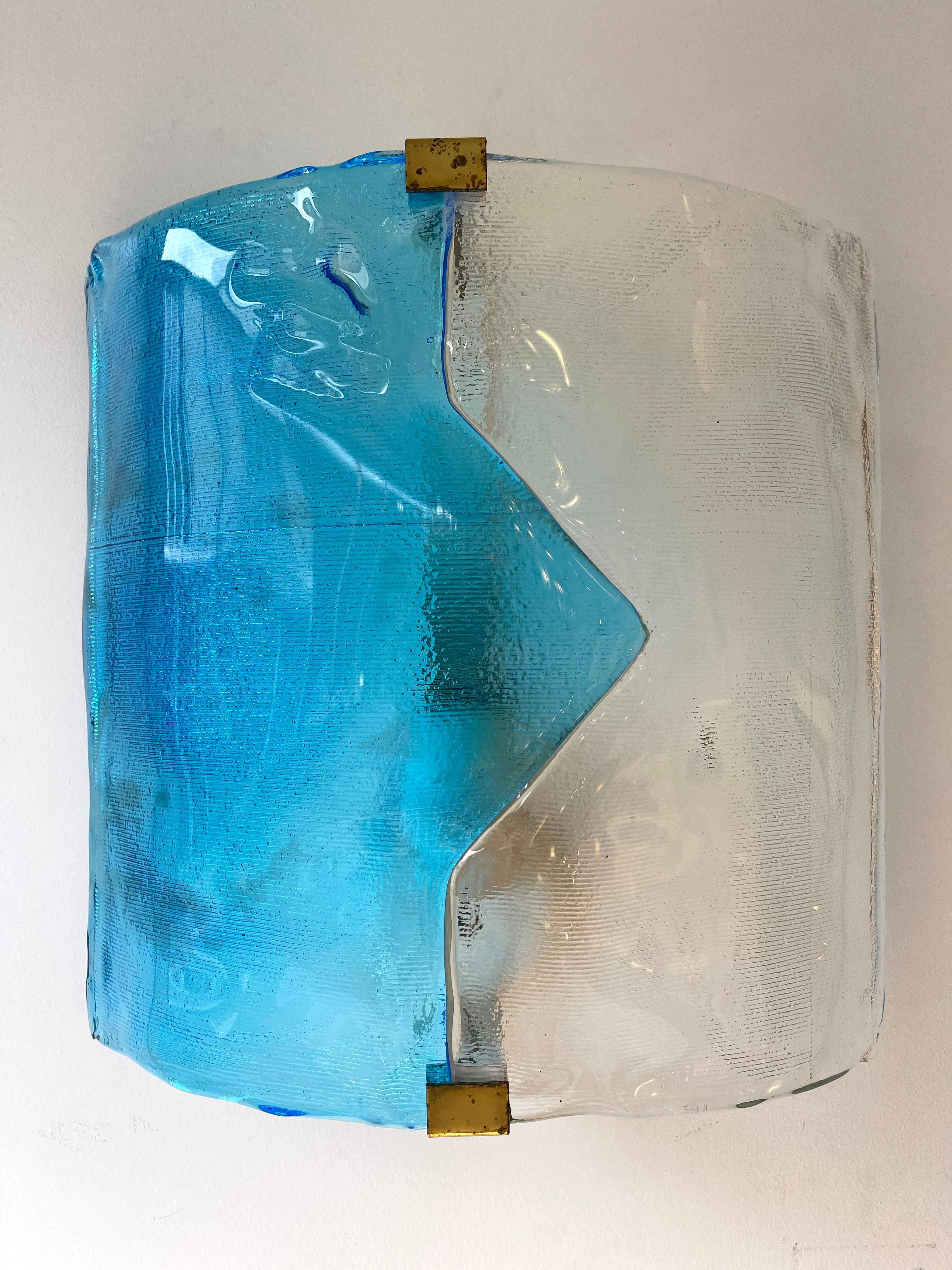 Pair of Blue Murano Glass Arrow Sconces by Mazzega. Itay, 1970s 4