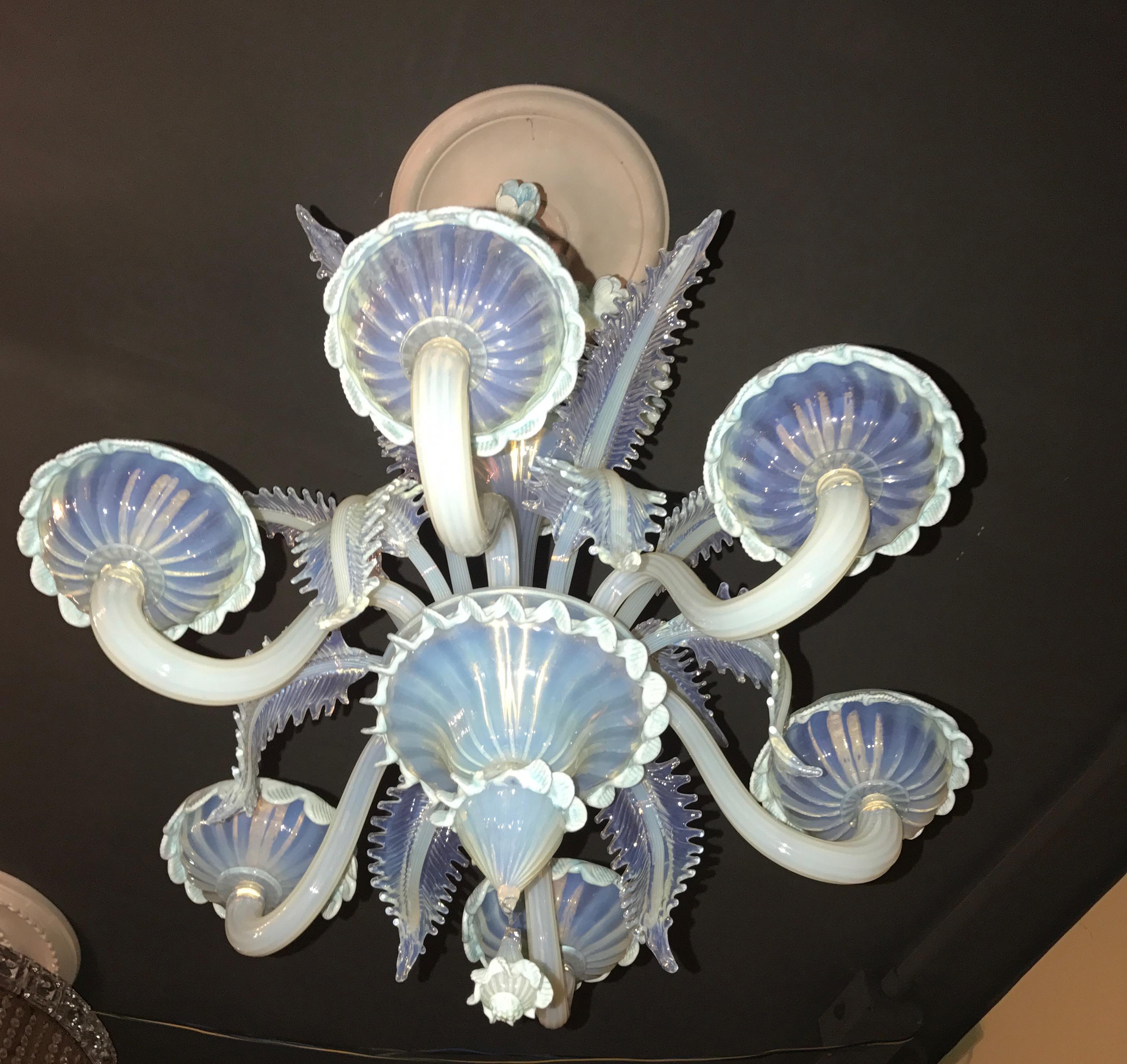 Pair of Blue Murano Glass Chandelier, 1960 For Sale 4