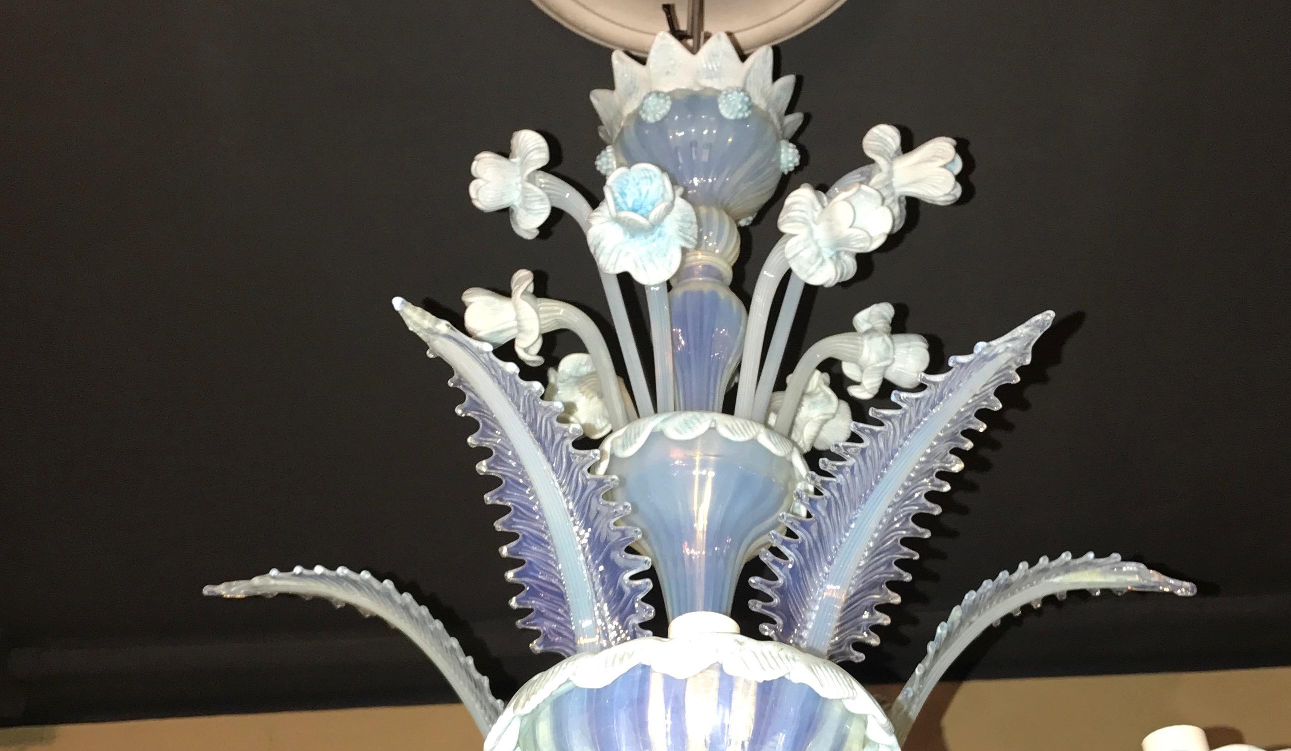 Pair of Blue Murano Glass Chandelier, 1960 For Sale 1