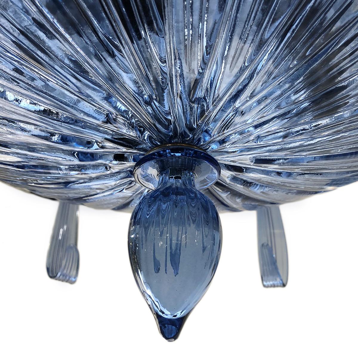 Pair of Blue Murano Glass Chandeliers, Sold Individually In Good Condition For Sale In New York, NY
