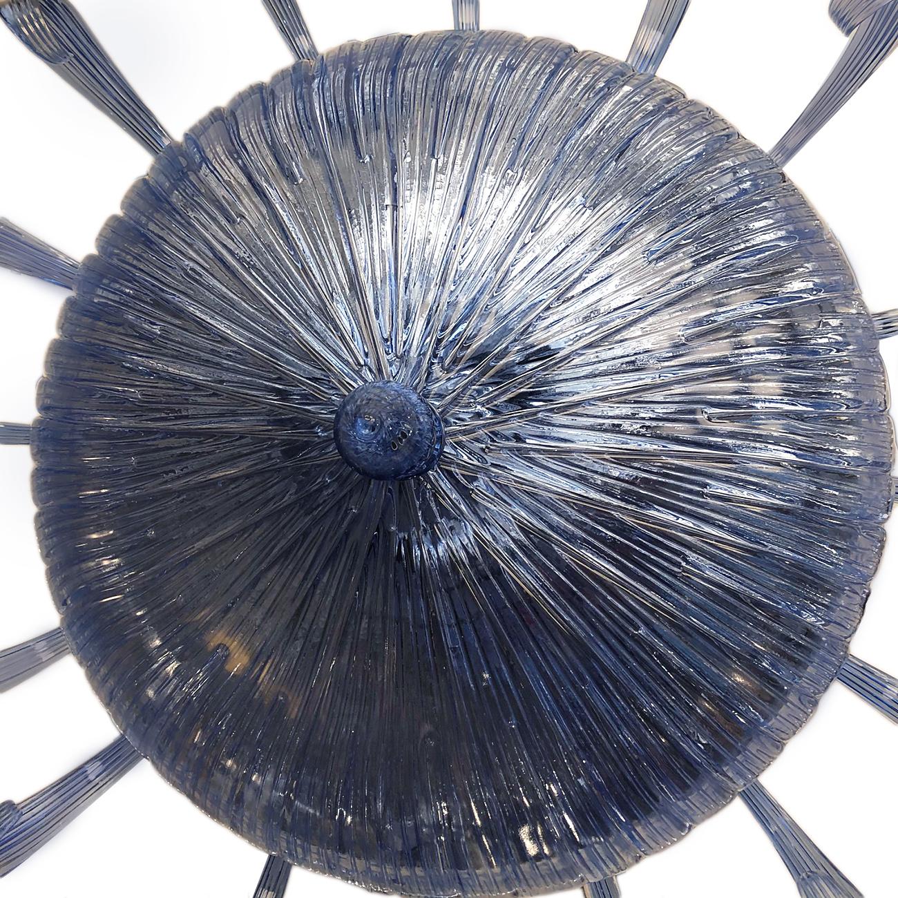 Pair of Blue Murano Glass Chandeliers, Sold Individually In Good Condition For Sale In New York, NY