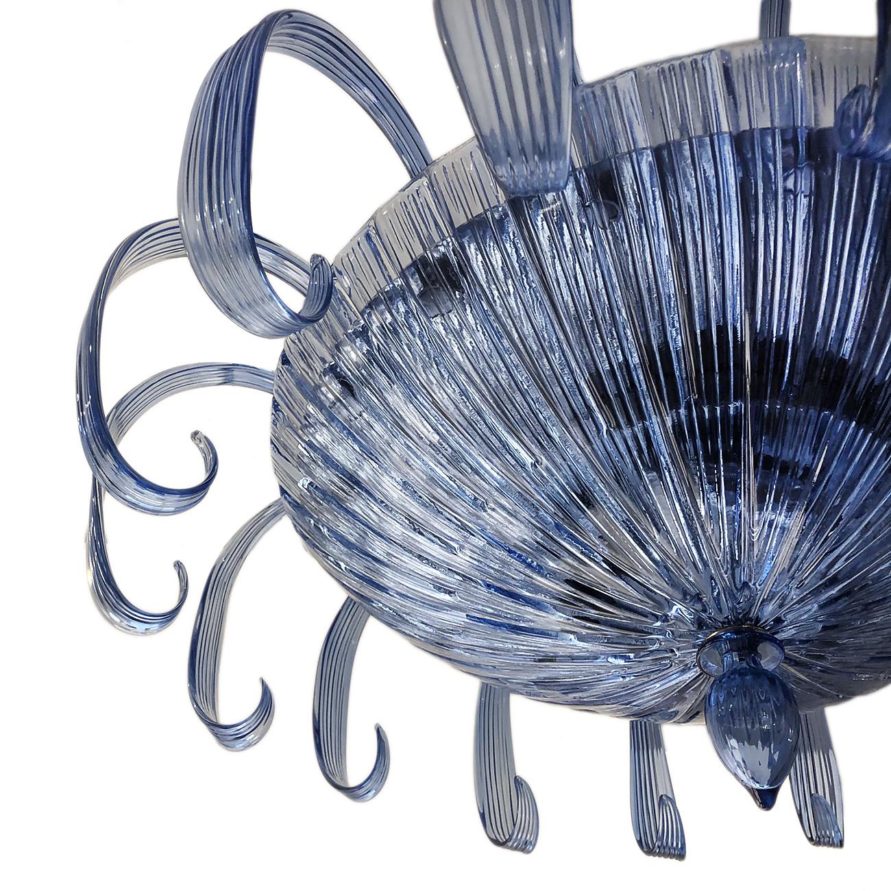 Pair of Blue Murano Glass Chandeliers, Sold Individually For Sale 1
