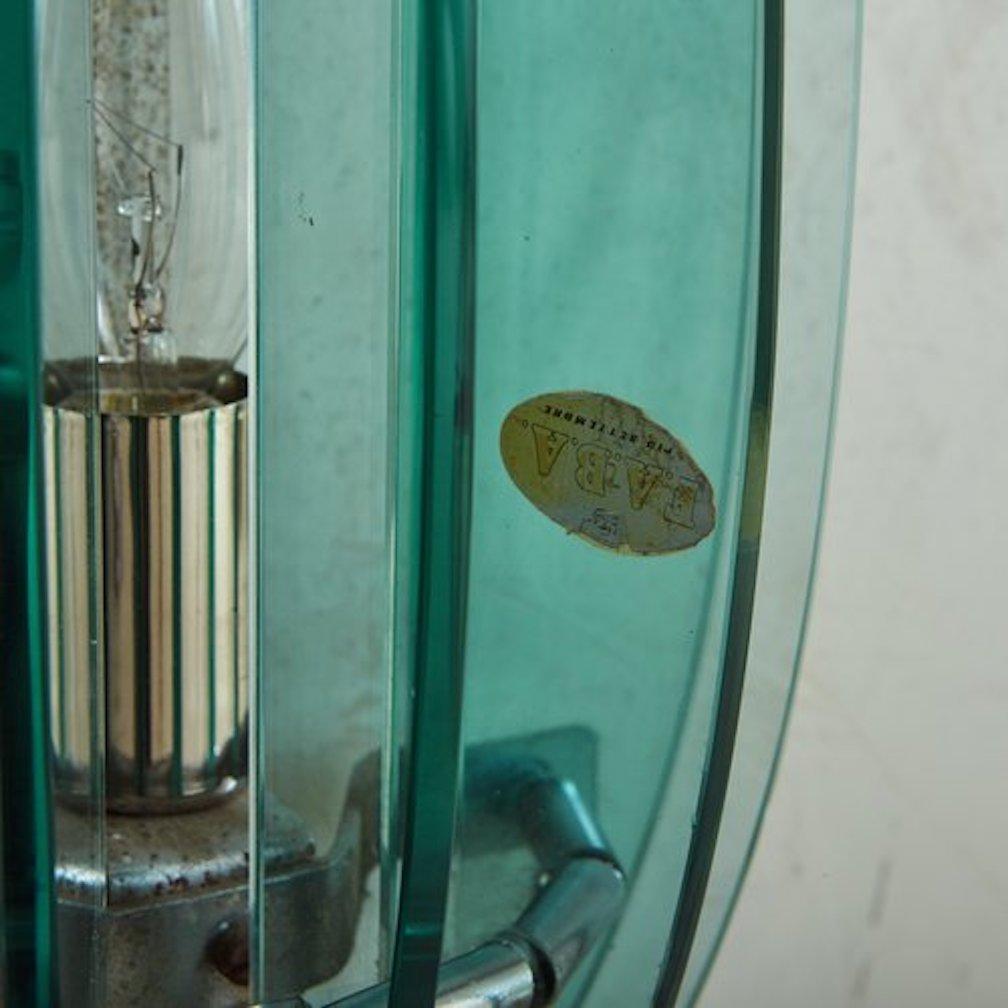 Pair of Blue Murano Glass + Chrome Sconces by Veca, Italy 1970s 5