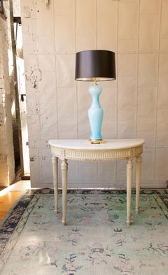 Pair of Sky Blue Pawn-Shaped Italian Murano Glass Lamps