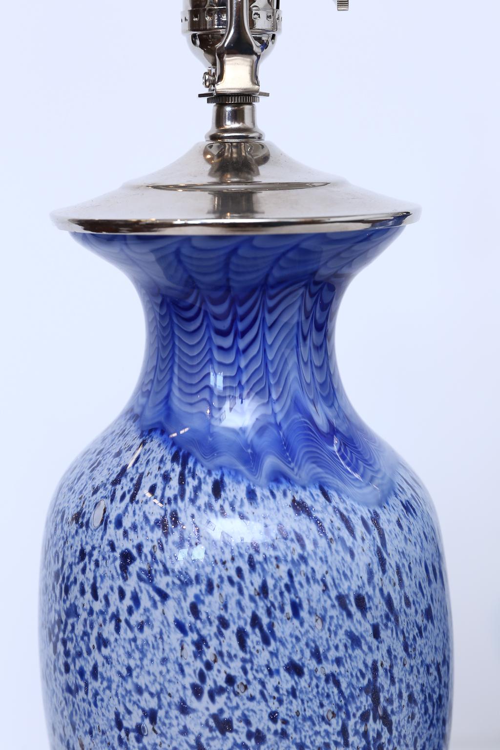 Pair of Blue Murano Glass Lamps 3