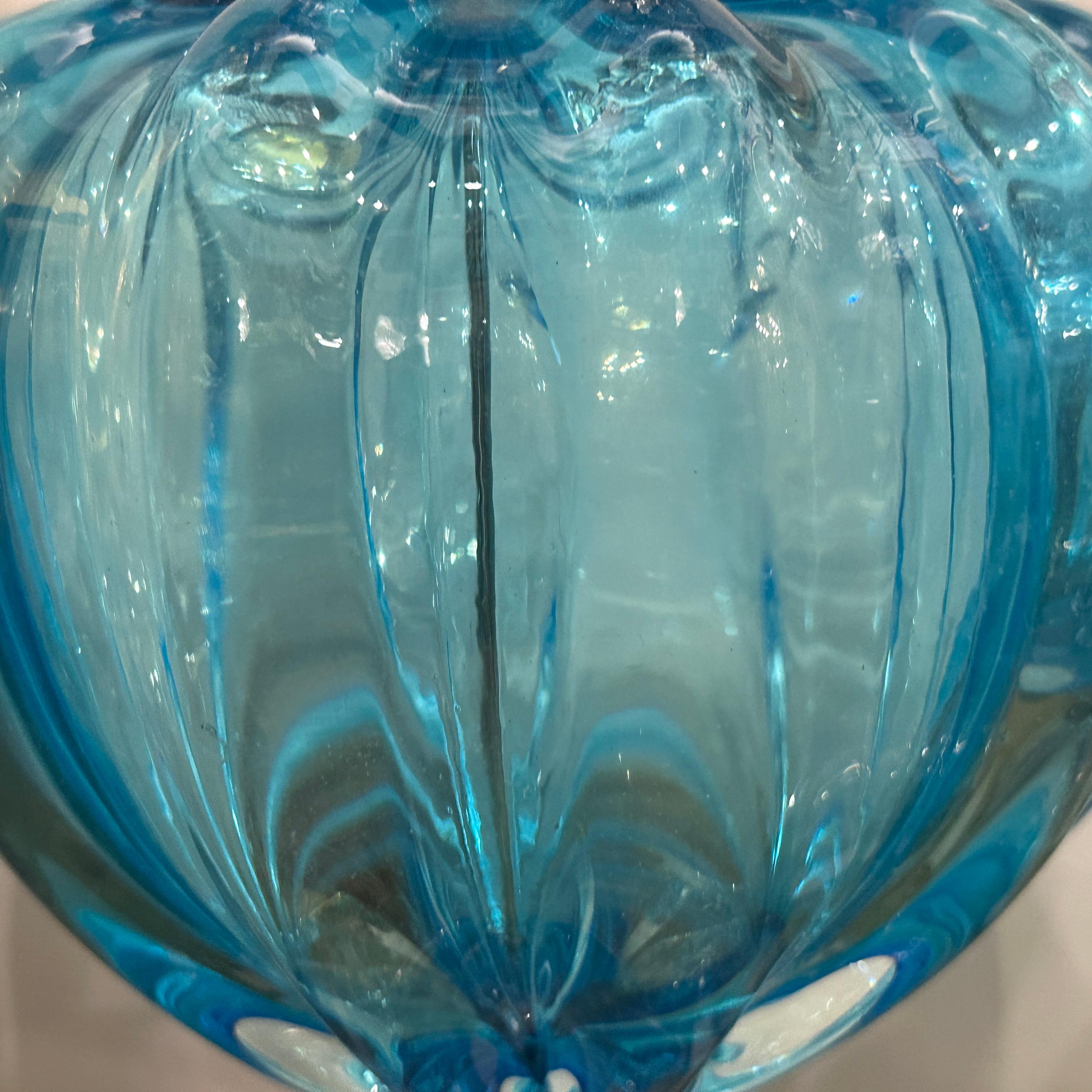 Coppia di lampade in vetro di Murano blu in vendita 1