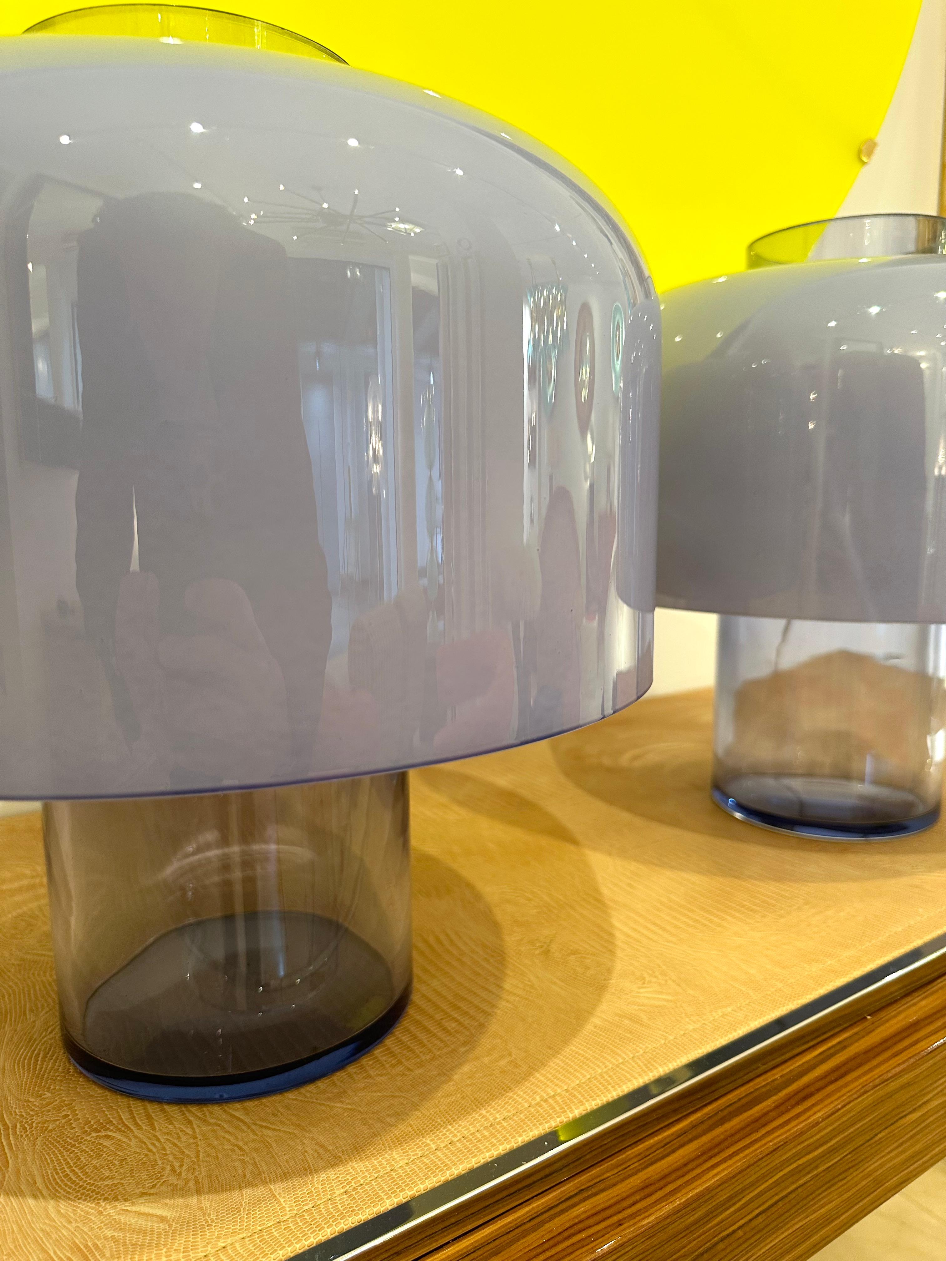 Pair of Blue Murano Glass Lamps design Carlo Nason. Italy 4