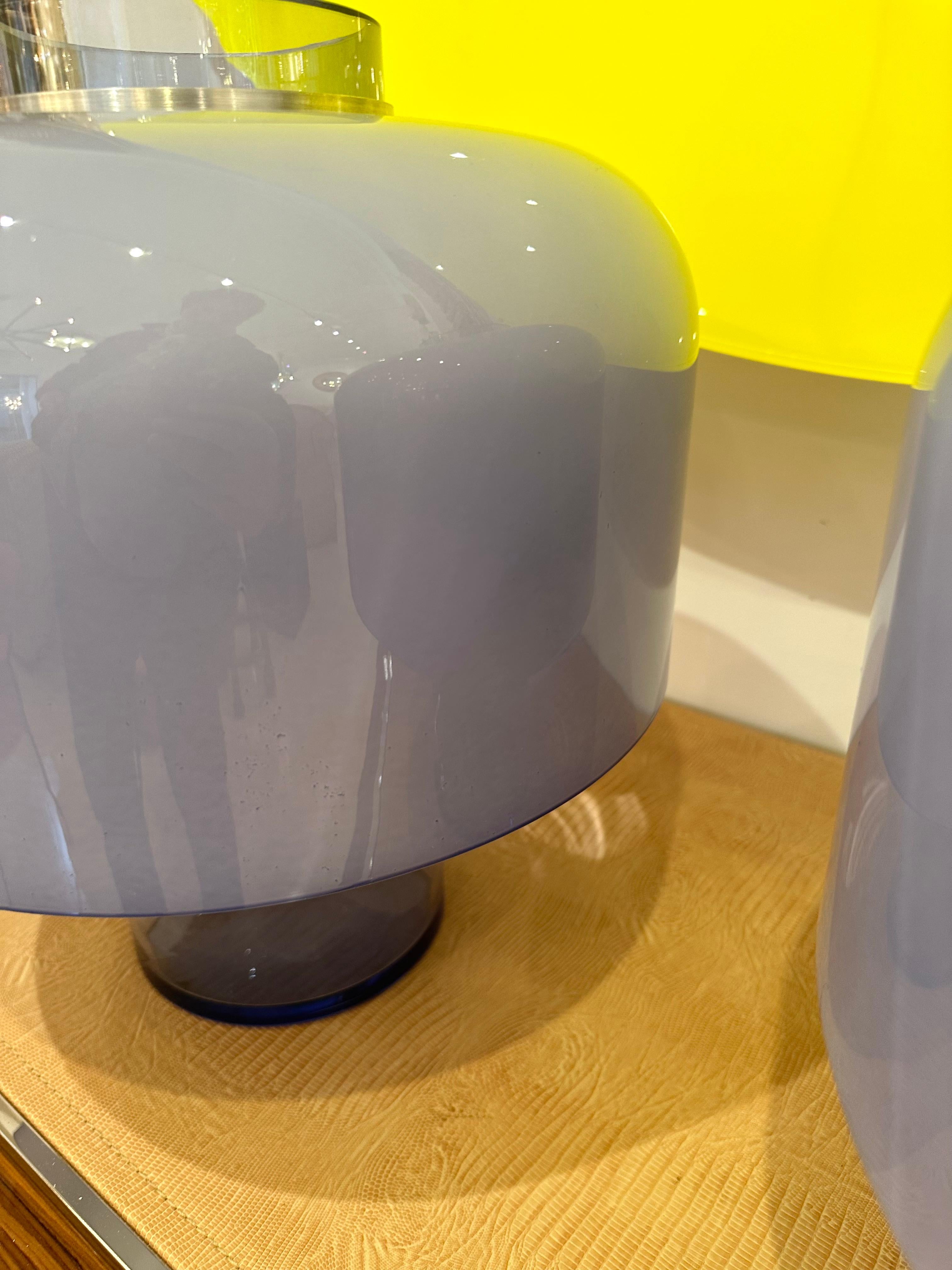 Pair of Blue Murano Glass Lamps design Carlo Nason. Italy 5