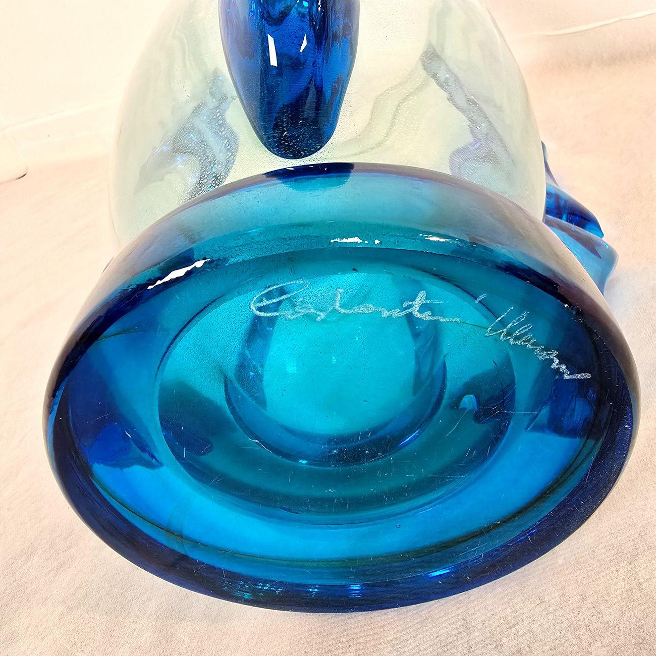 Coppia di vasi in vetro di Murano blu in vendita 3
