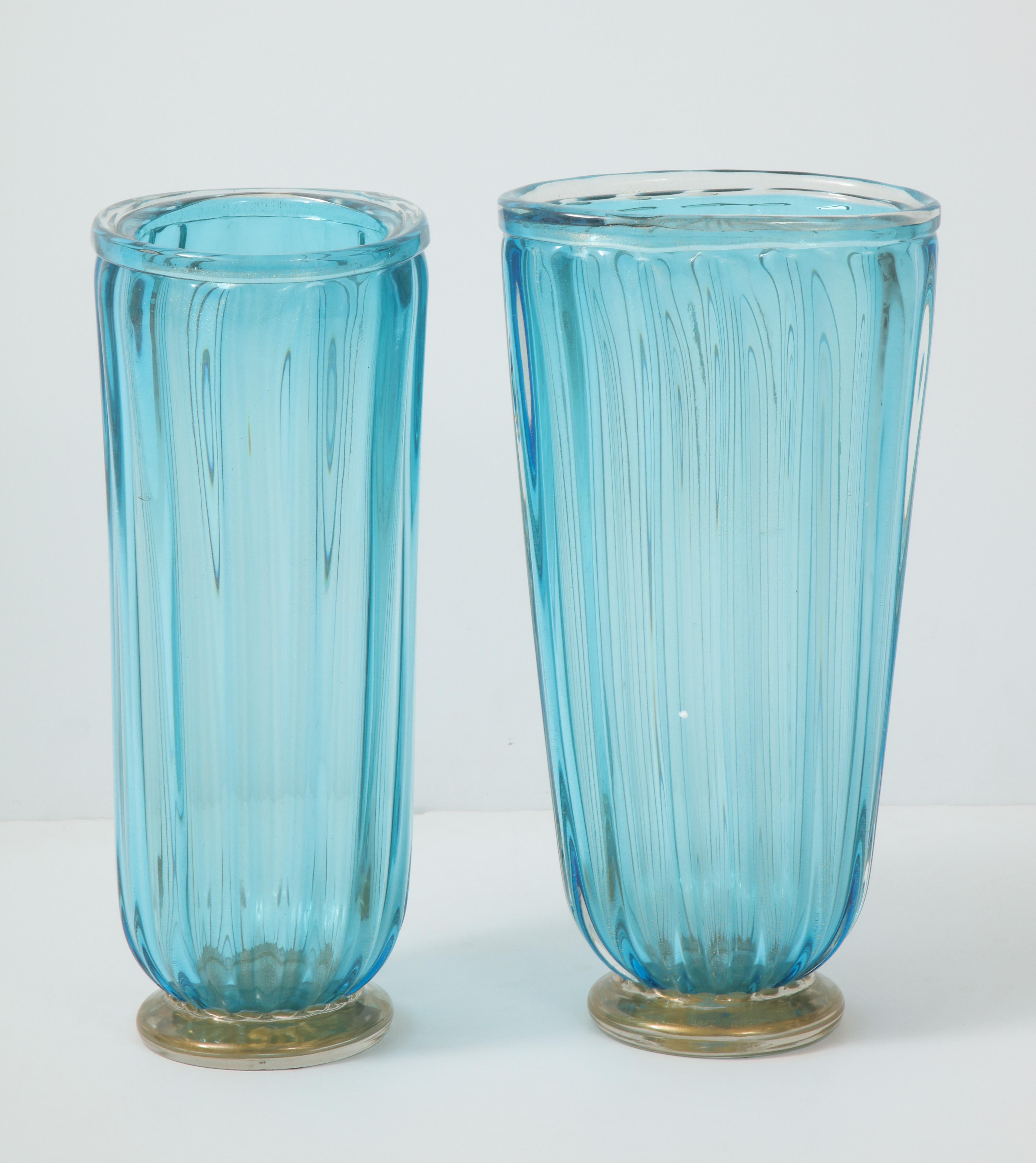 Pair of Blue Murano Glass Vases 4