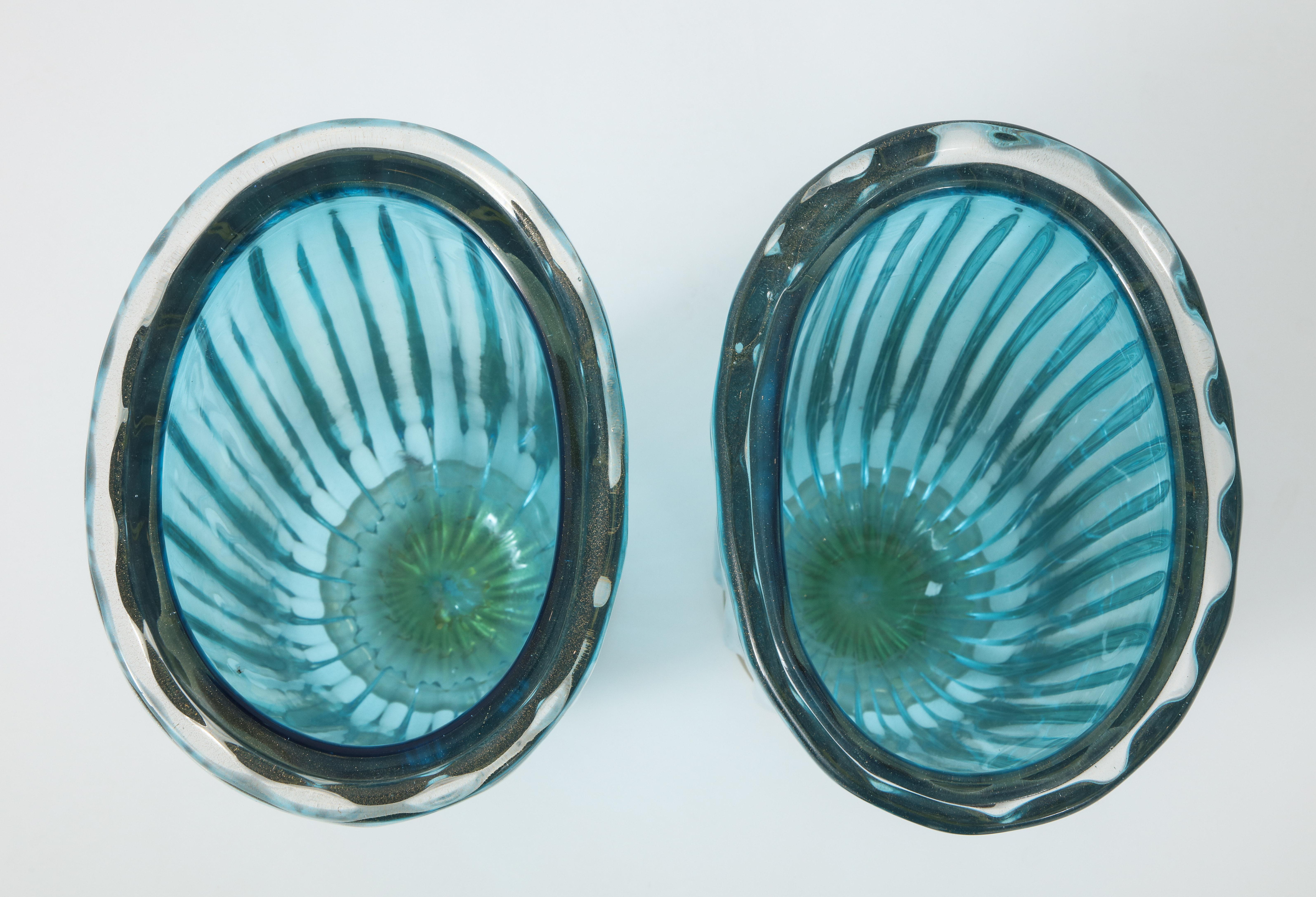 Pair of Blue Murano Glass Vases 5