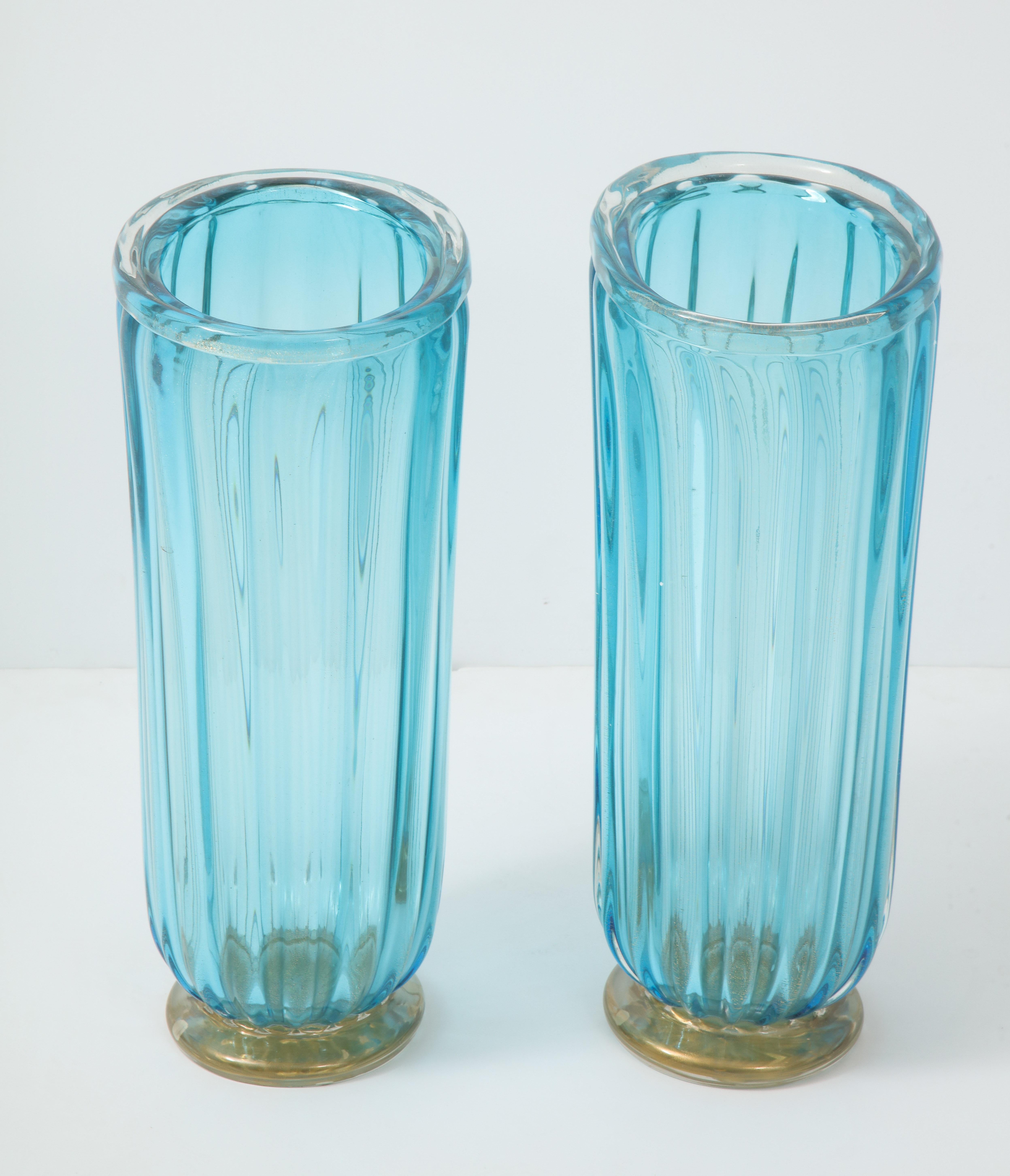 Pair of Blue Murano Glass Vases 2