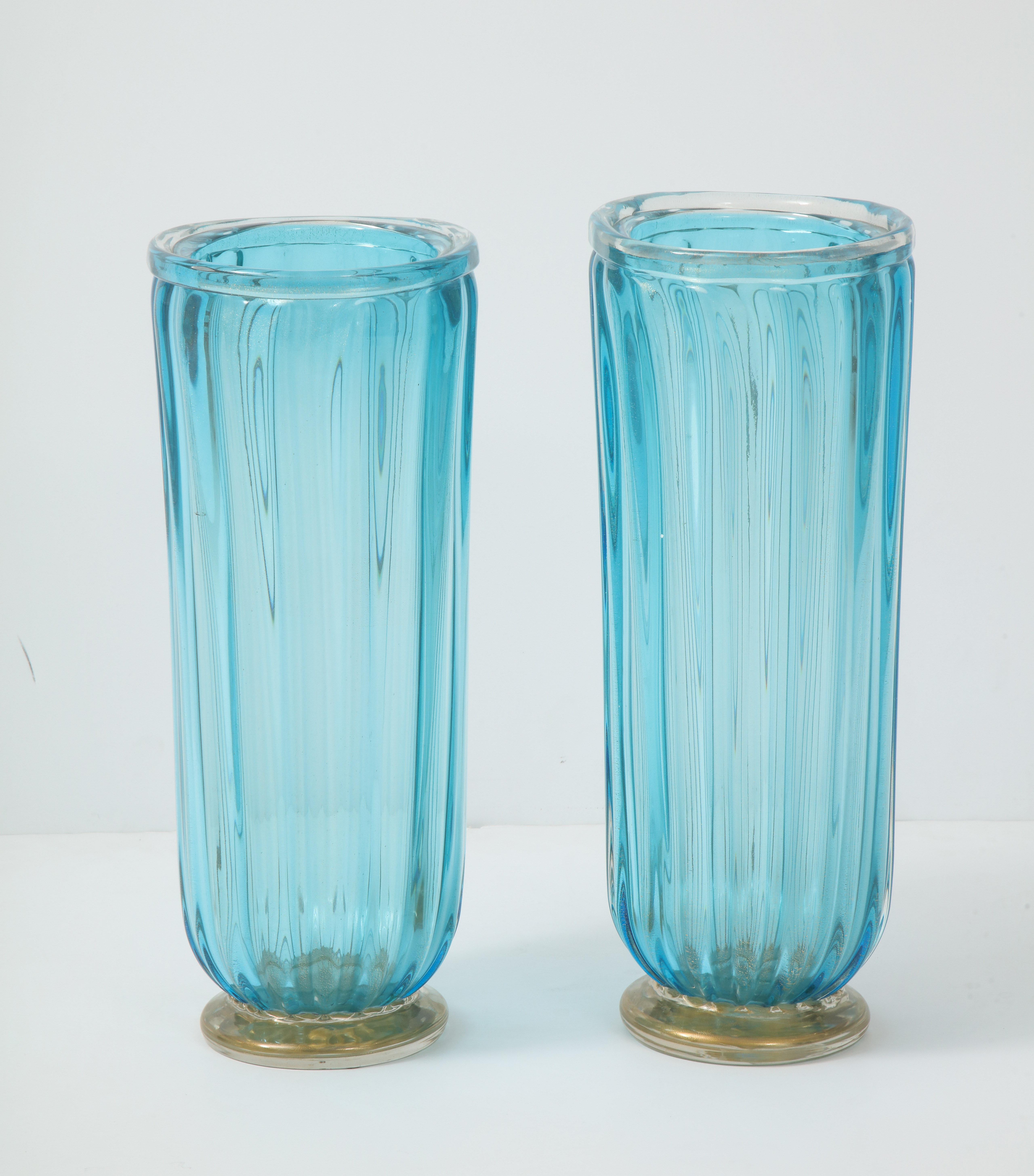 Pair of Blue Murano Glass Vases 3