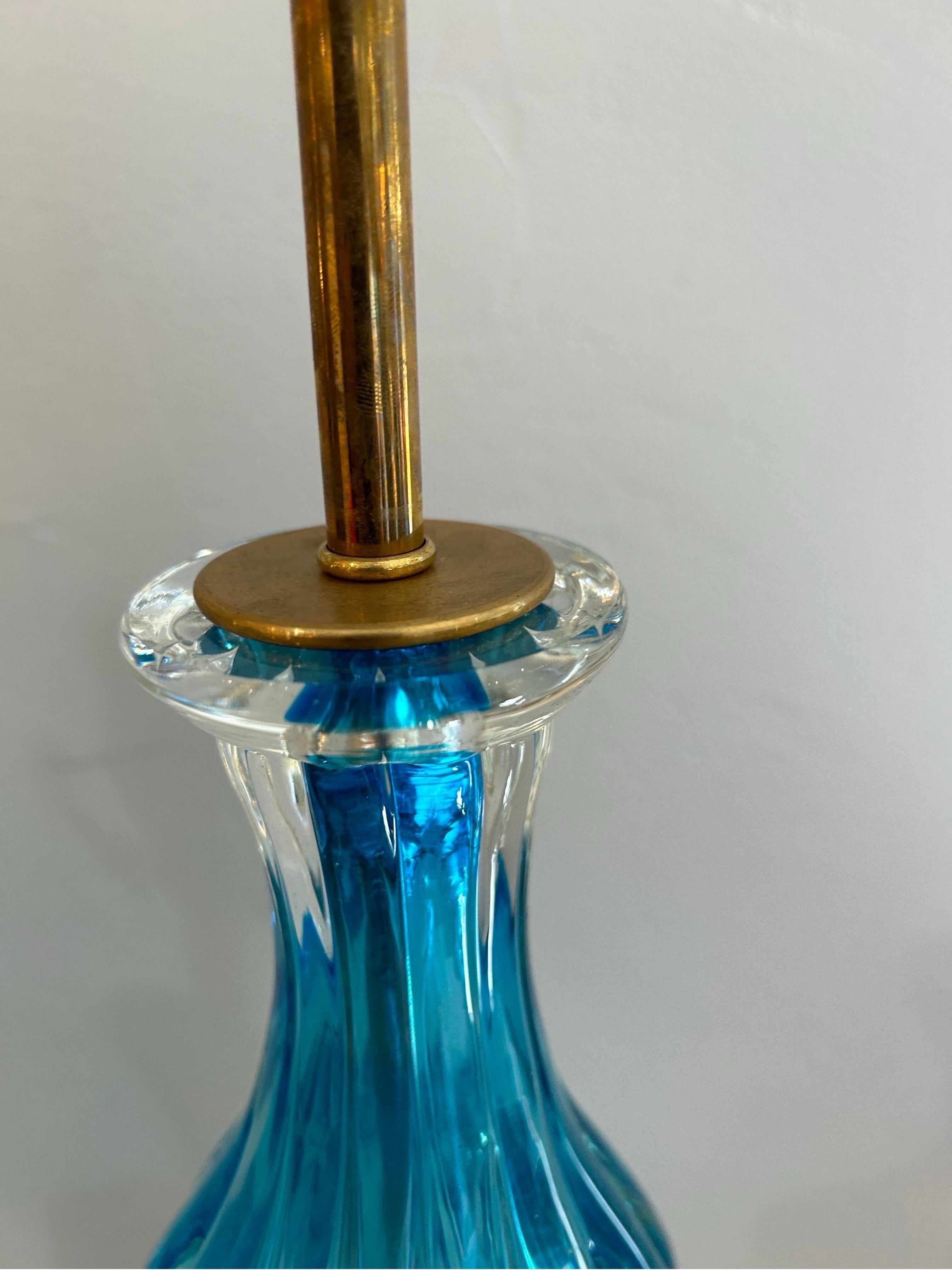 Coppia di lampade blu di Murano di Seguso in vendita 4