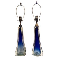 Coppia di lampade blu di Murano