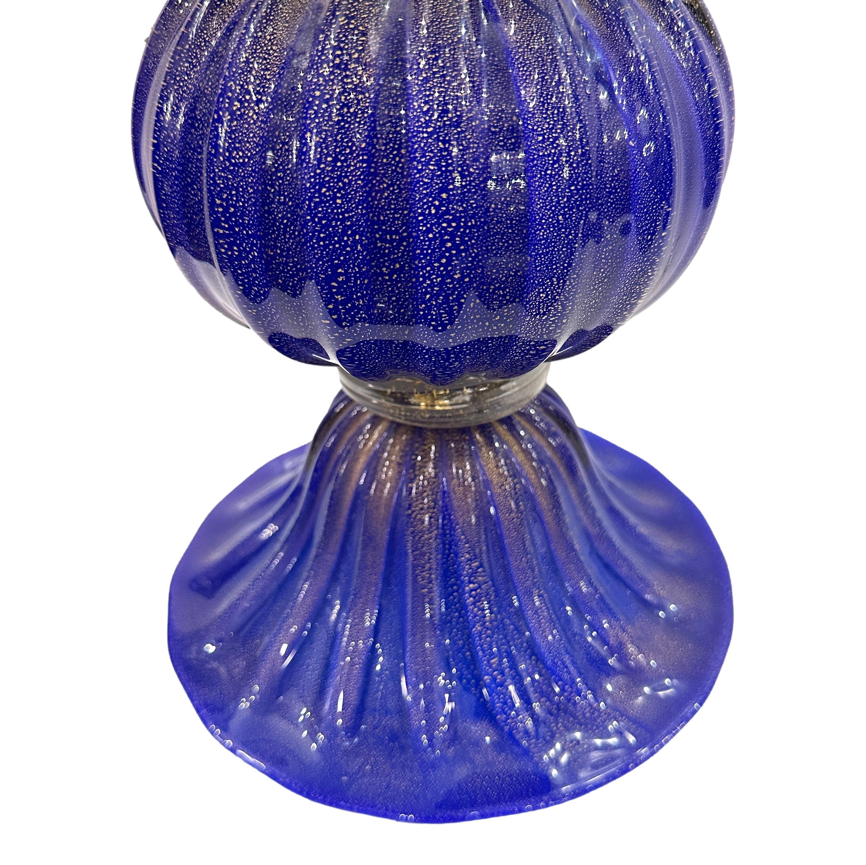 Pair of Blue Murano Table Lamps  In Good Condition For Sale In New York, NY