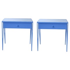 Paire de tables de chevet bleues