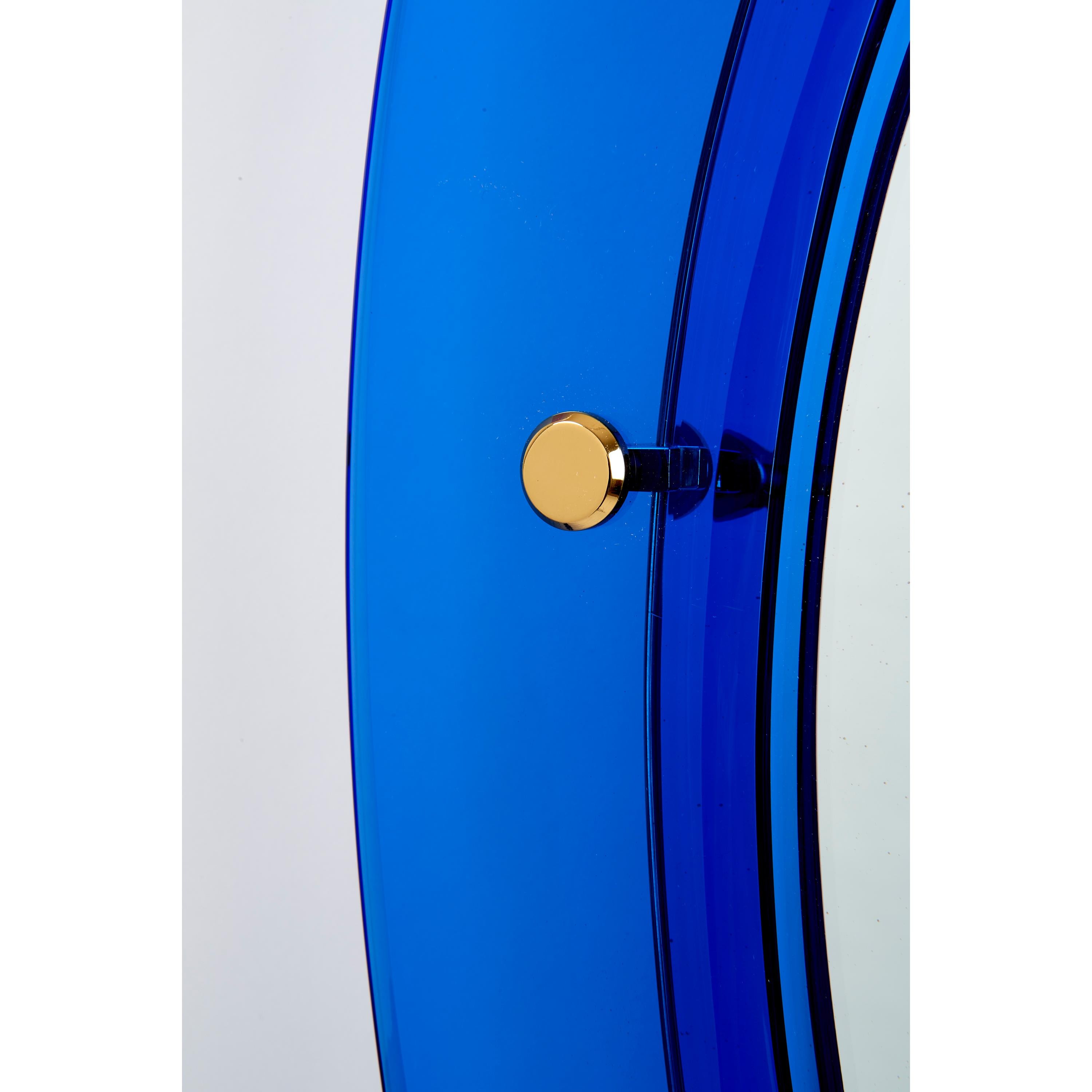 Blaue ovale Glasspiegel in ovaler Form, Italien, 1960er Jahre, Paar im Angebot 5