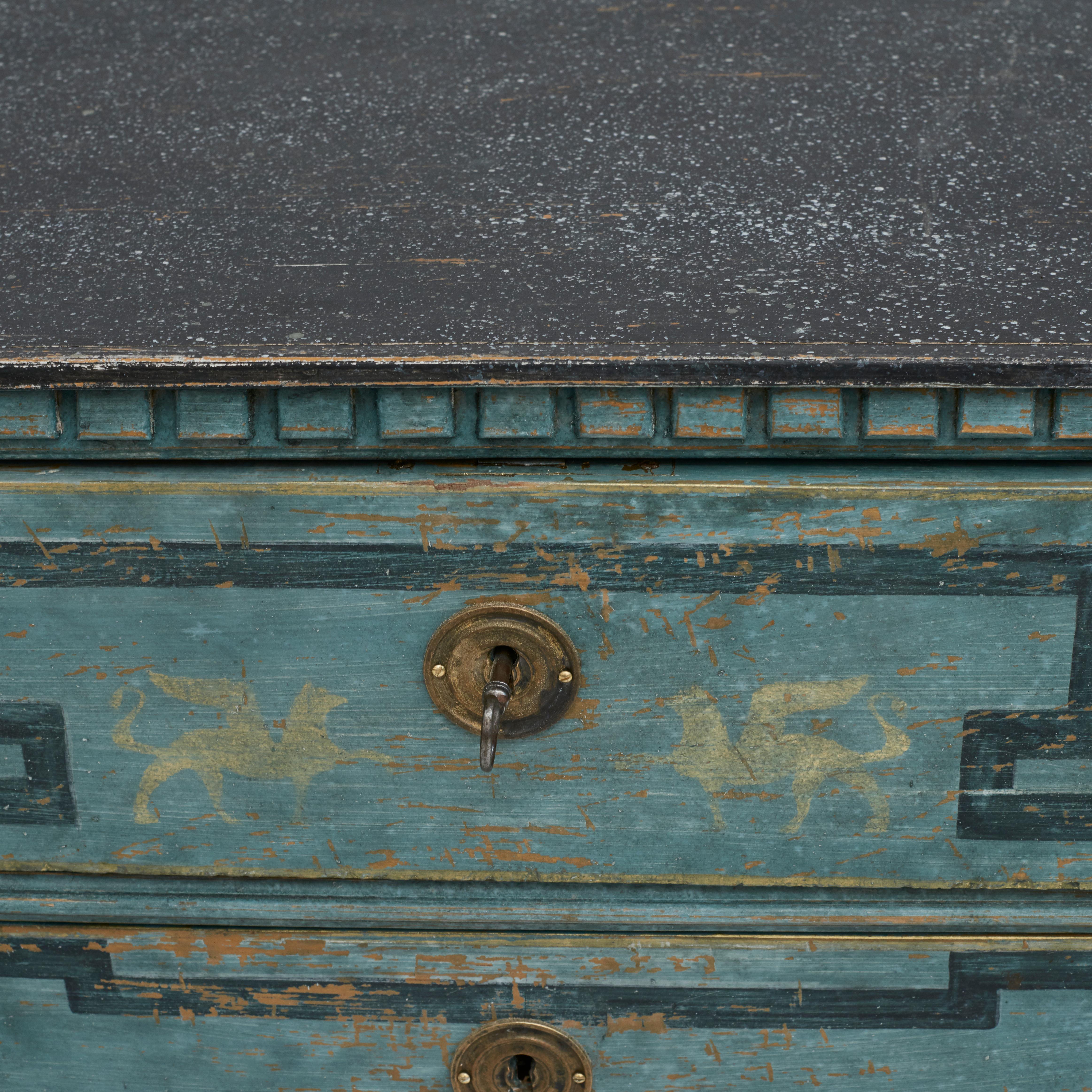 Pair of Blue Painted Gustavian Style Chest of Drawers In Good Condition In Kastrup, DK