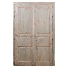 Pair of Blue Painted Wooden Doors, from France ca. 1890