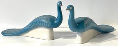 Pair of Blue Peacocks Sculptures, by Waylande Gregory