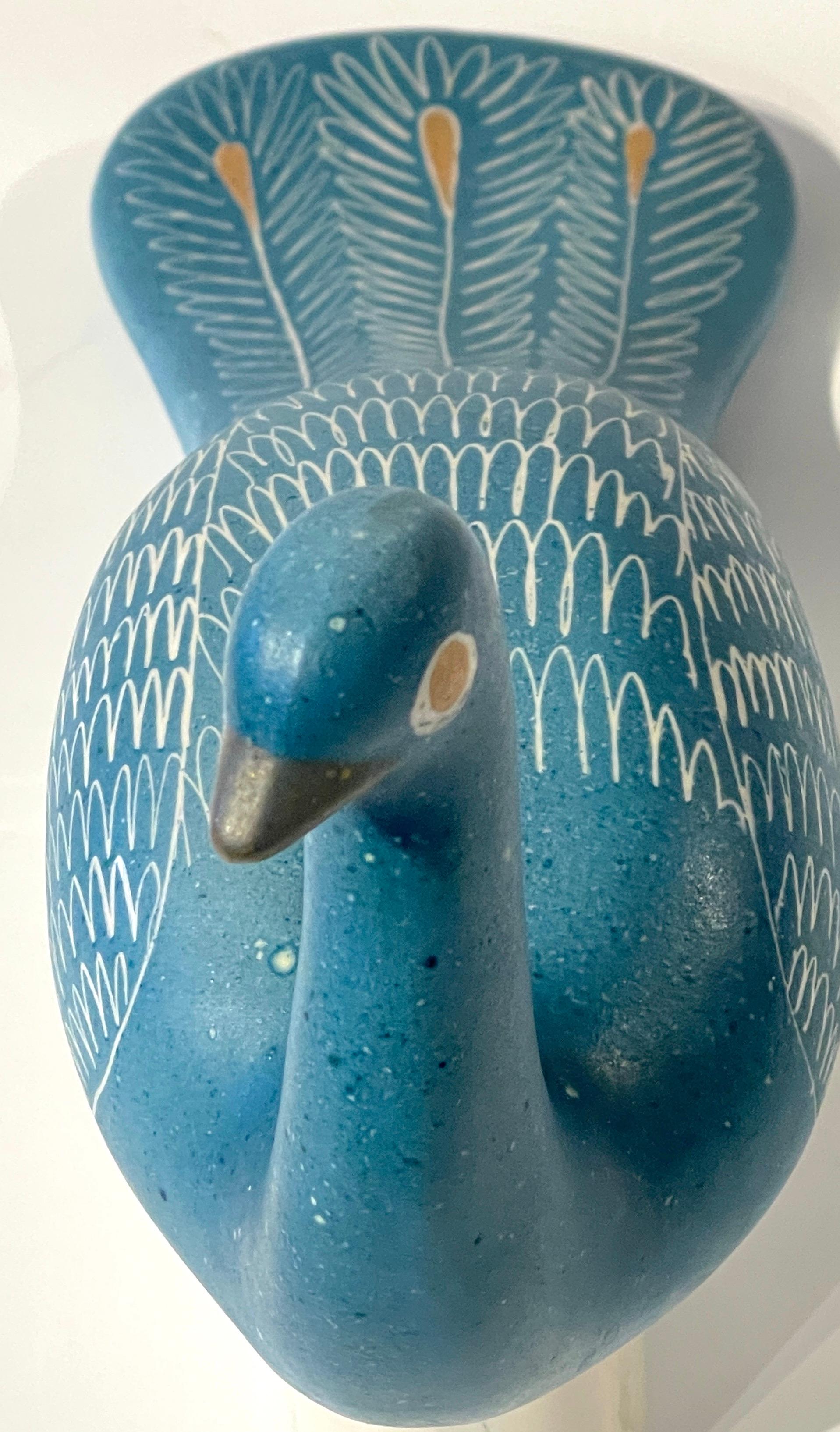 Porcelain Pair of Blue Peacocks Sculptures, by Waylande Gregory For Sale