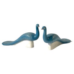 Pair of Blue Peacocks Sculptures, by Waylande Gregory