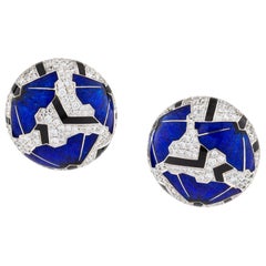 Pair of Blue Poppies Art Deco Style Earrings by Ilgiz F