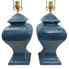 Pair of Blue Porcelain Lamp