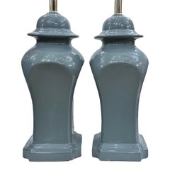 Pair of Blue Porcelain Lamps