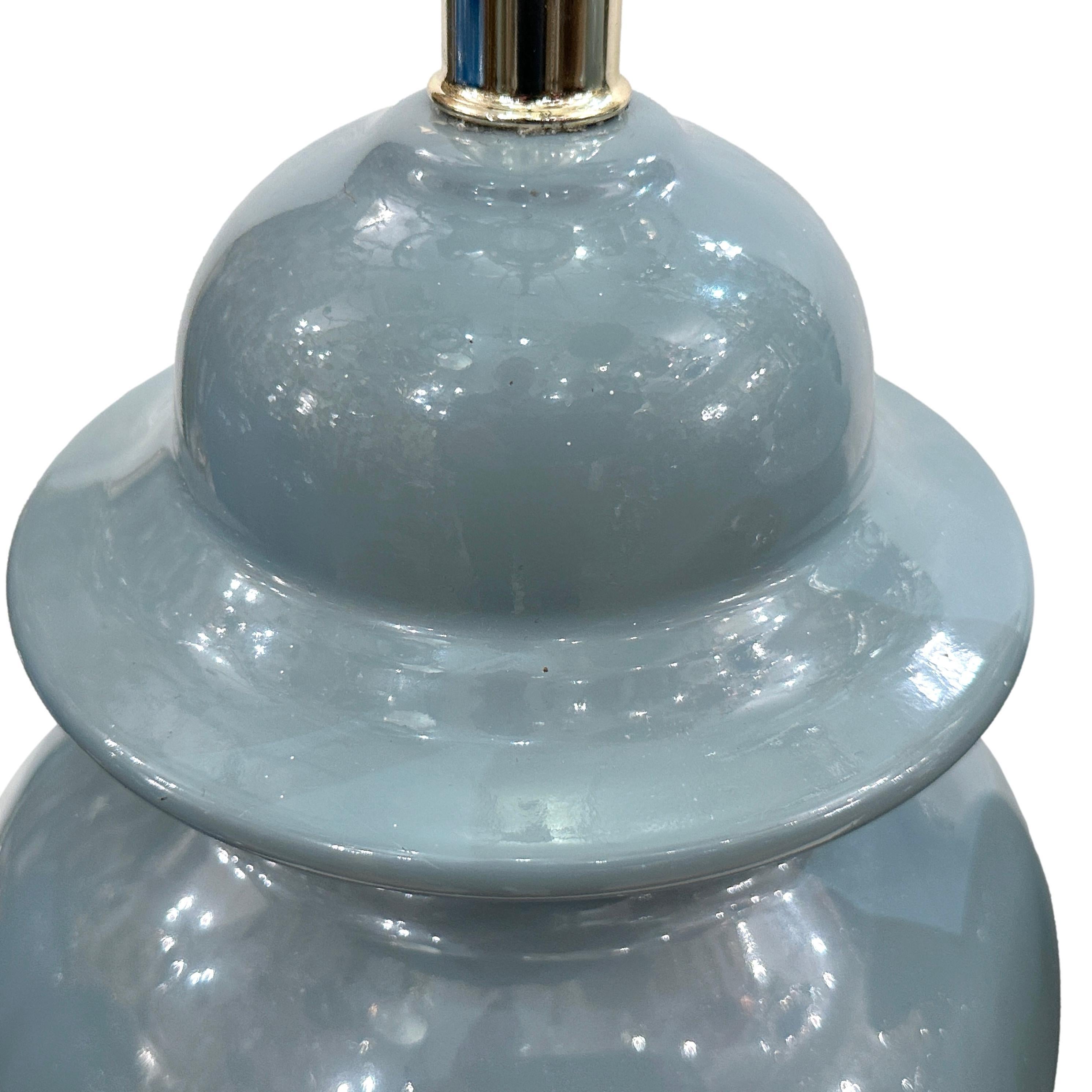 Pair of Blue Porcelain Lamps  In Good Condition For Sale In New York, NY