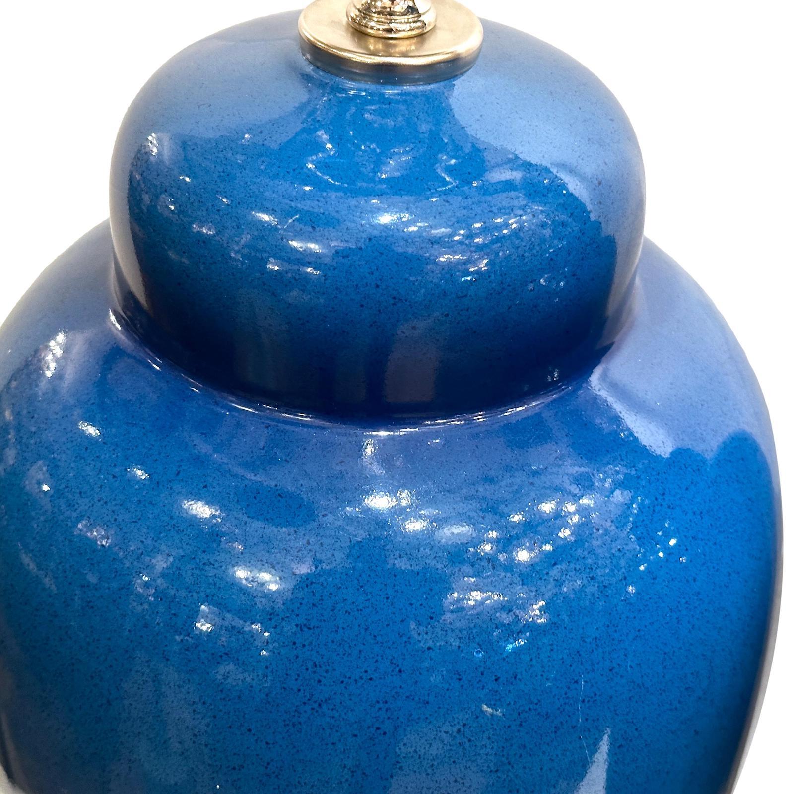 Pair of Blue Porcelain Lamps For Sale 1