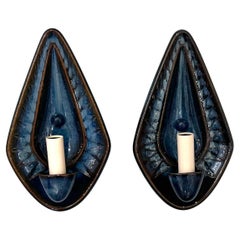 Pair of Blue Porcelain Sconces