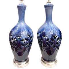 Pair of Blue Porcelain Table Lamps