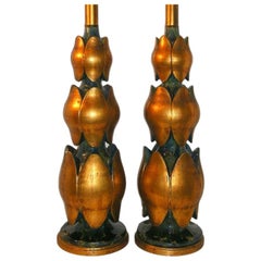 Pareja de lámparas de mesa de porcelana azul