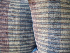 Pair of Blue Red White Hemp and Cotton Striped Pillows Portugese, 19th Century